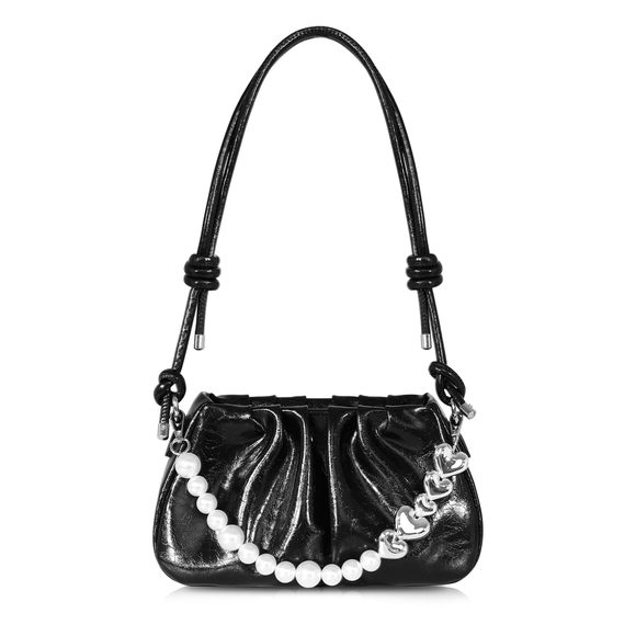 Shoulder Bag - Black Clutch Purse Pu Leather, Removable Chain :D - Picture 1 of 7